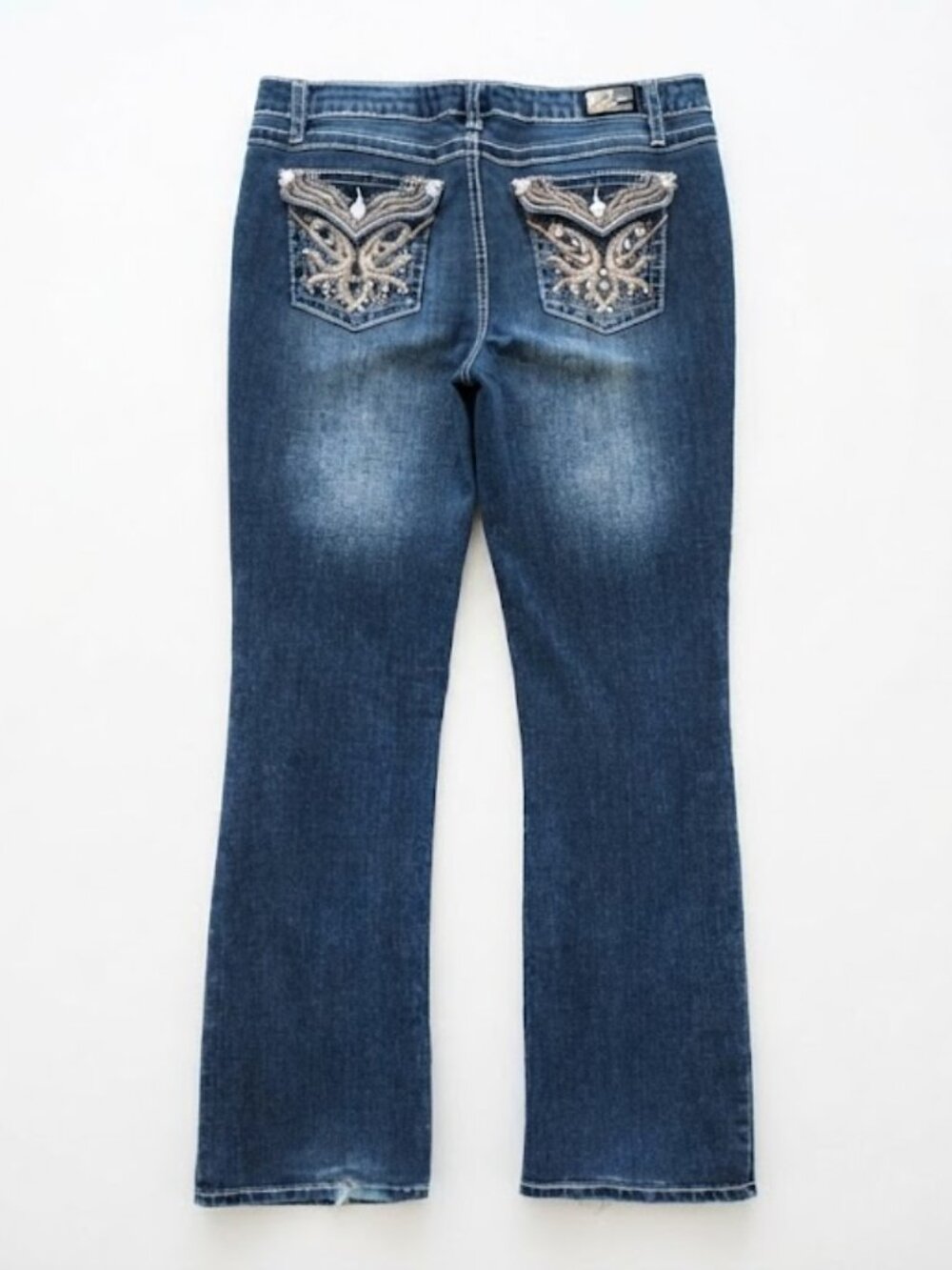 ✨️ Blue Boot Cut Jeans with Embellished Back Pockets